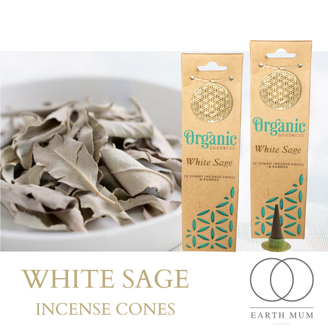 White Sage Incense Cones, Organic Goodness, smudging, meditation, cleansing