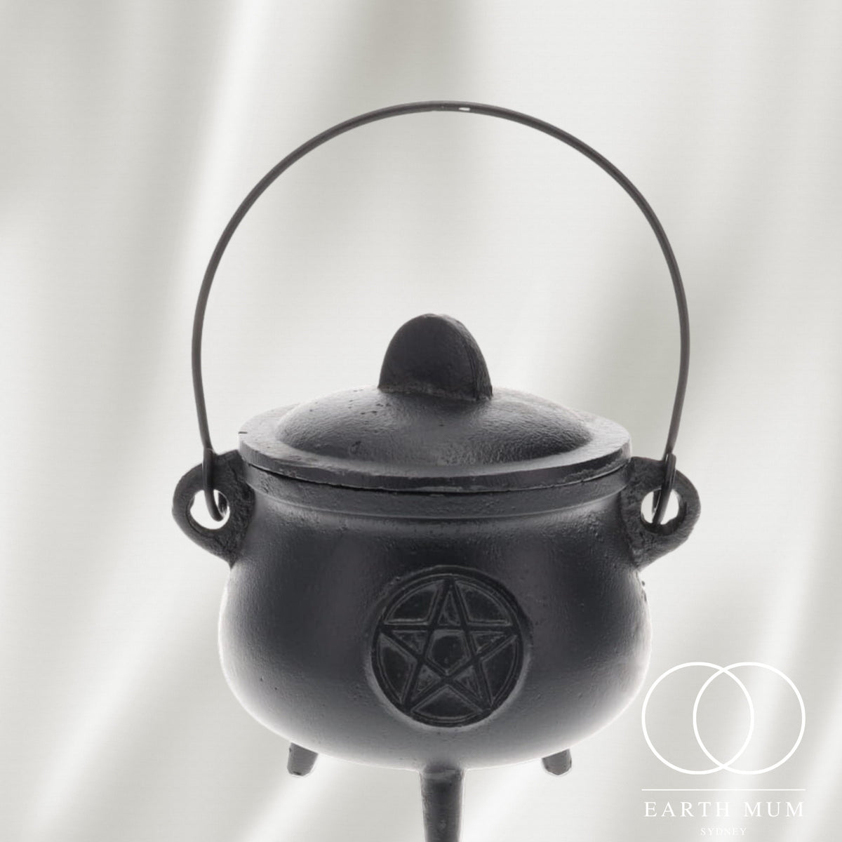 Cauldron, Pentacle, Cast Iron Black, Size 12cm x 15cm