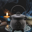 Cauldron, Large Pot Belly Pentagram, Cast Iron Black, Size 15cm x 22cm