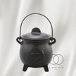 Cauldron, Large Pot Belly Pentagram, Cast Iron Black, Size 15cm x 22cm