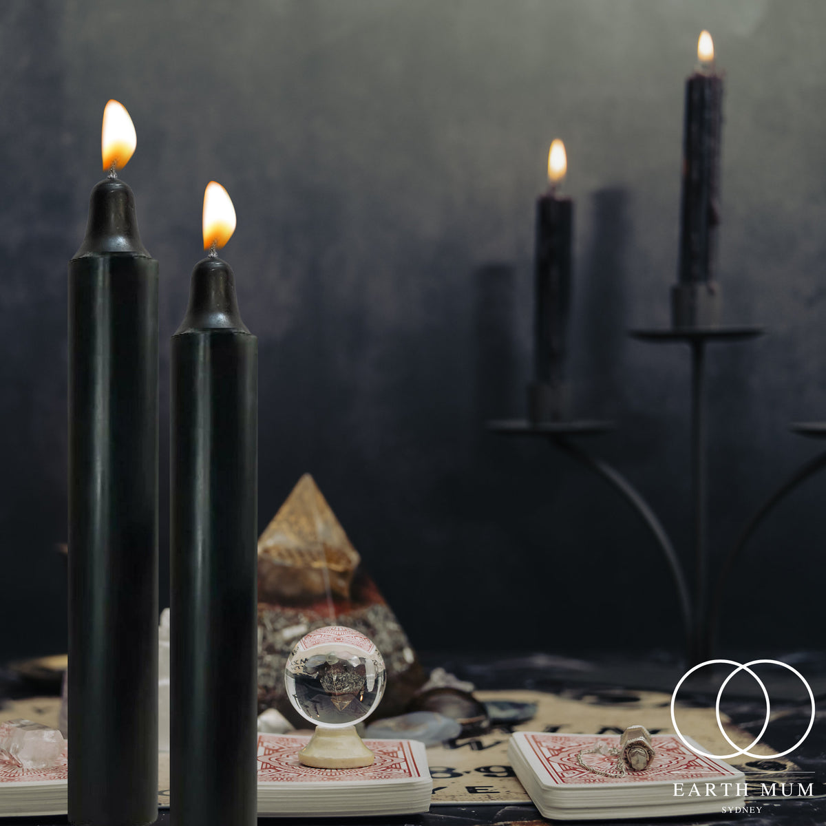 Black Jumbo Pillar Candles, Pagan, Wicca, Gothic Spell-work, Altar Ritual 1.5