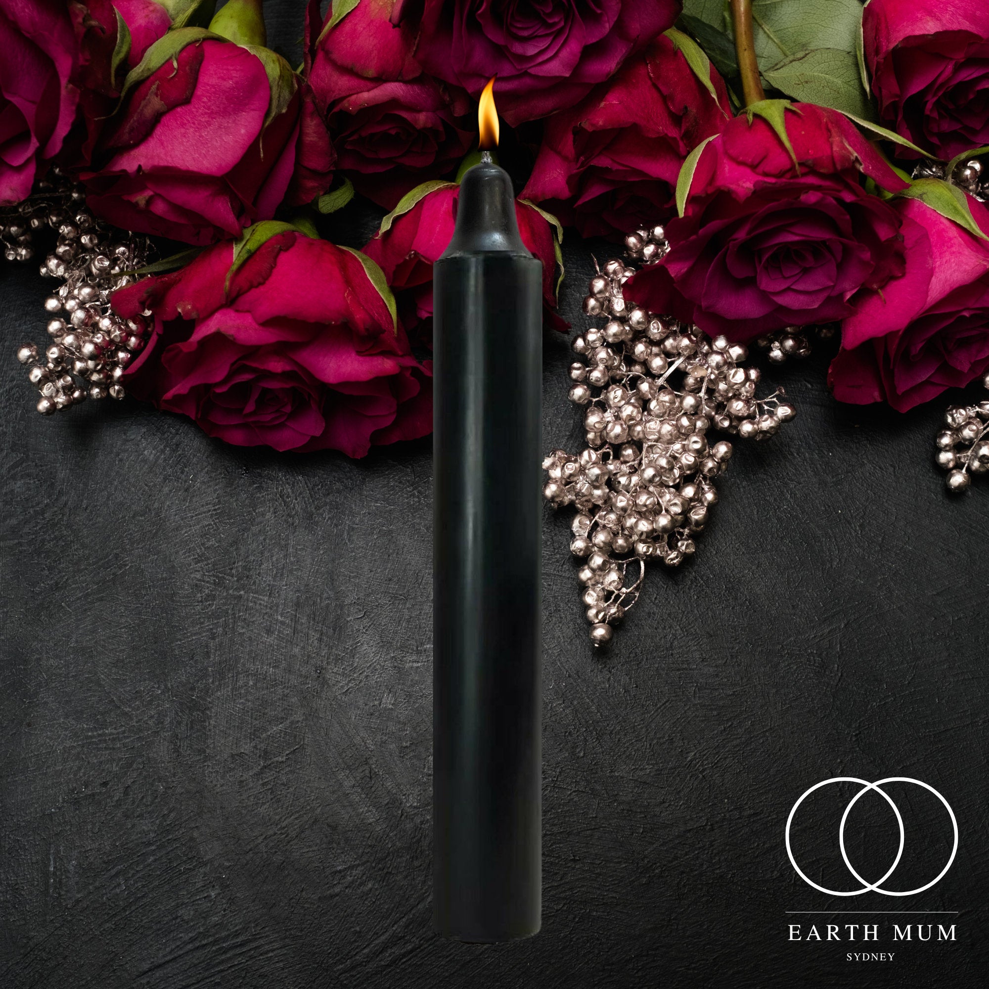 Black Jumbo Pillar Candles, Pagan, Wicca, Gothic Spell-work, Altar Ritual 1.5