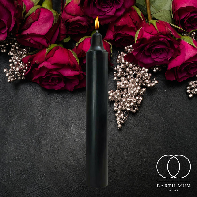 Black Jumbo Pillar Candles, Pagan, Wicca, Gothic Spell-work, Altar Ritual 1.5