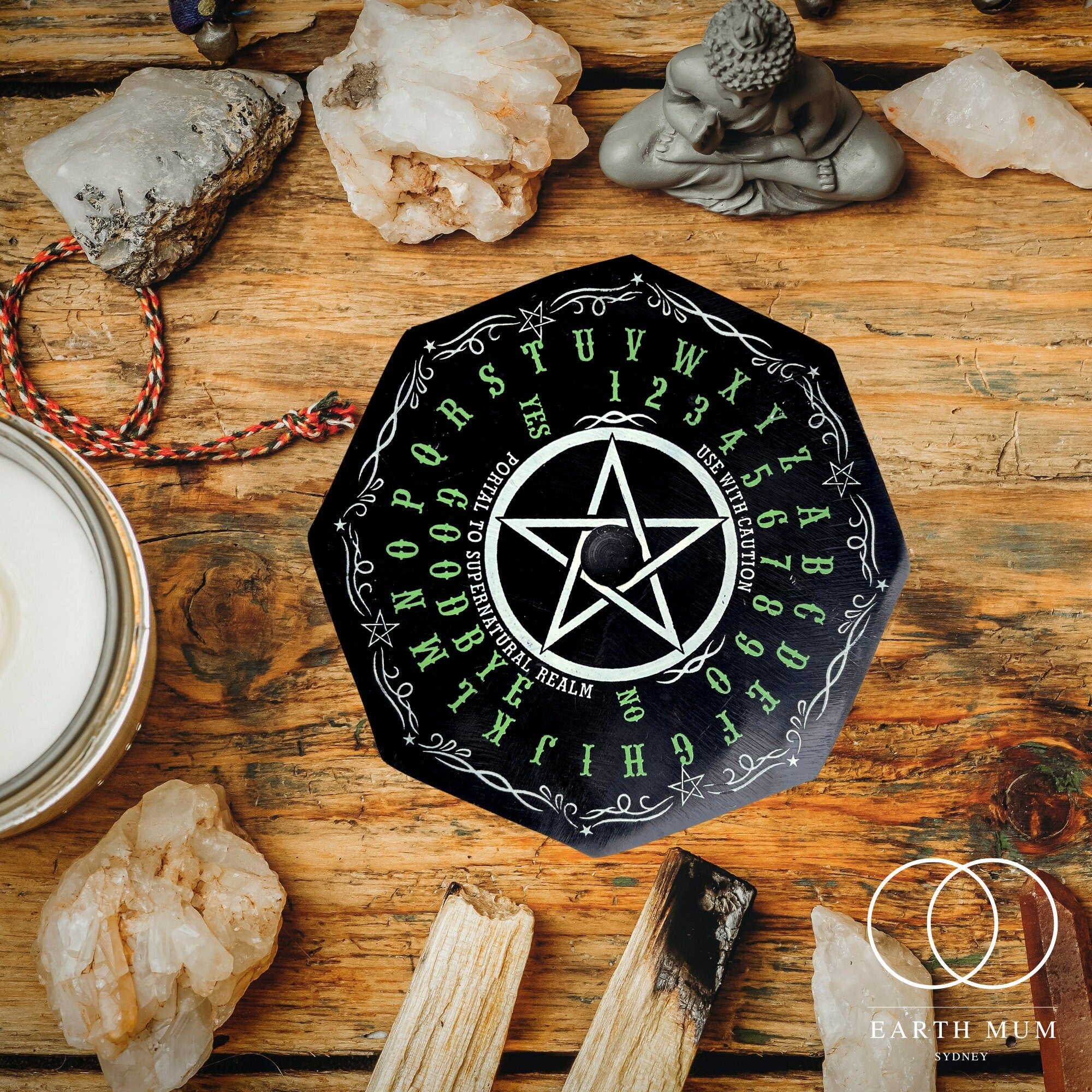 Candle Holder, Ouija Board Soapstone Tile, Altar Tools ritual supplies, pagan, wicca