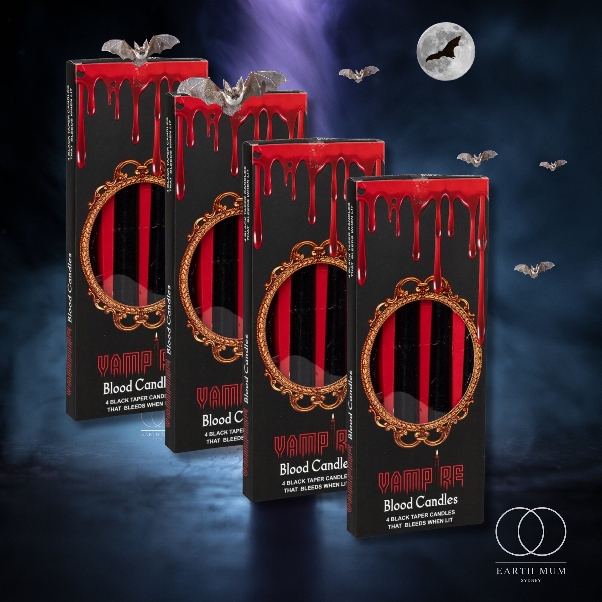 Vampire Blood Bleeding taper Candle, Blood dripping candle, Ritual Spell Unscented Taper Candles - Pack of 4