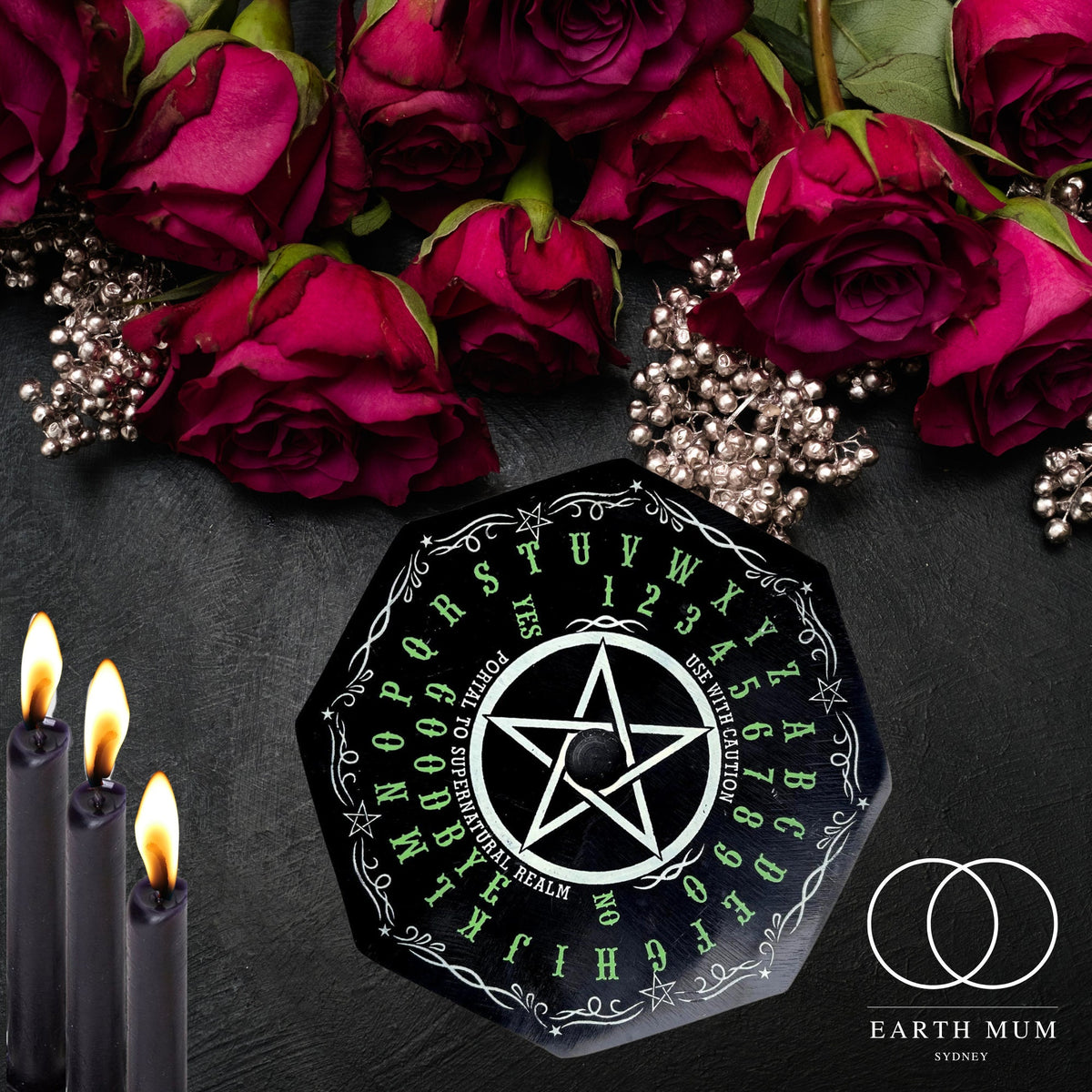 Candle Holder, Ouija Board Soapstone Tile, Altar Tools ritual supplies, pagan, wicca