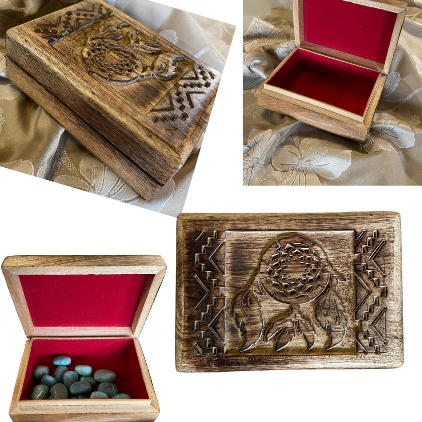 Native American Dream Catcher wooden box Tarot box, Card Box, Jewellery box
