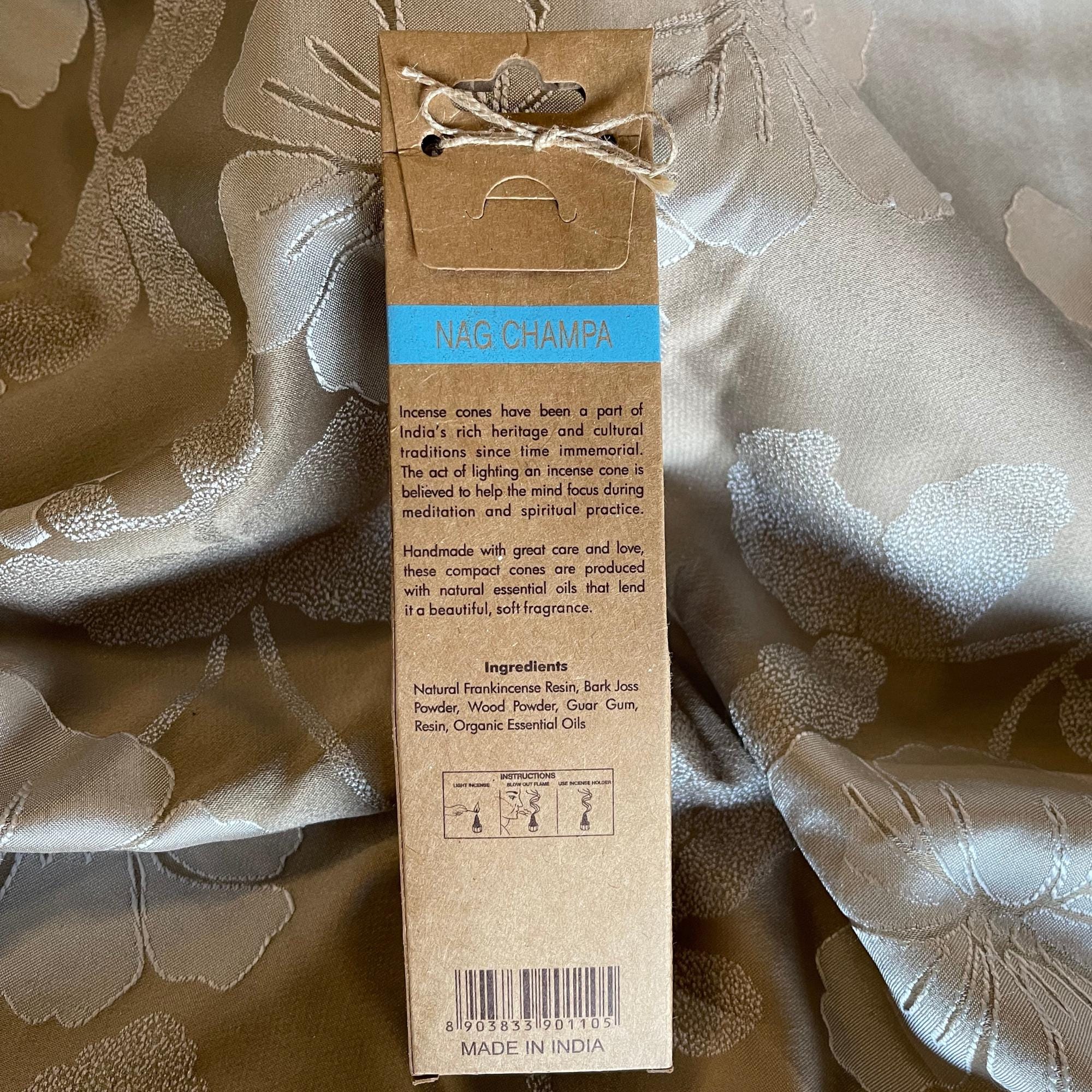 Nag Champa Incense Cones Organic Goodness, smudging, meditation, cleansing