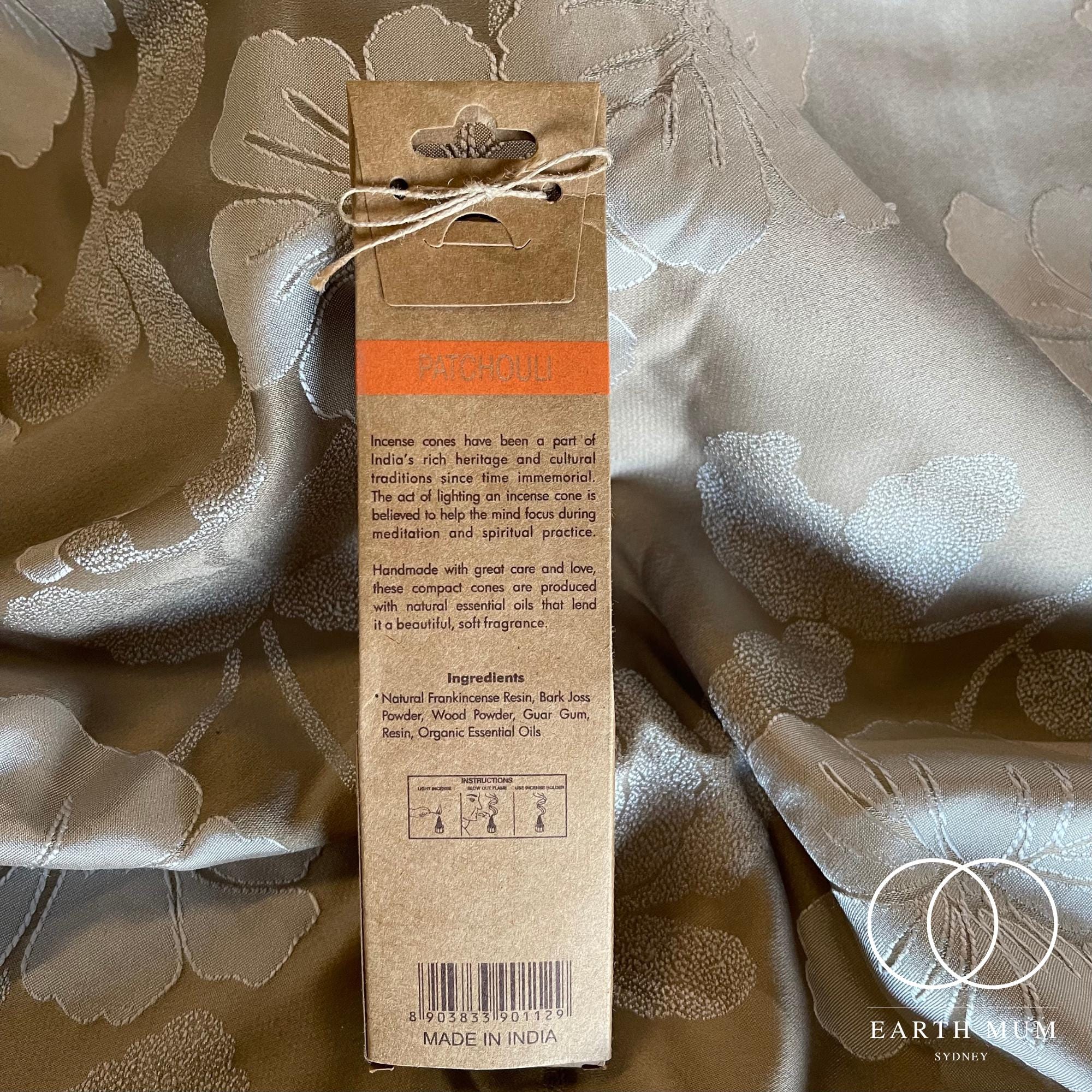 Patchouli Incense Cones, Organic Goodness Scented Incense Natural Incense Aromatherapy Handmade