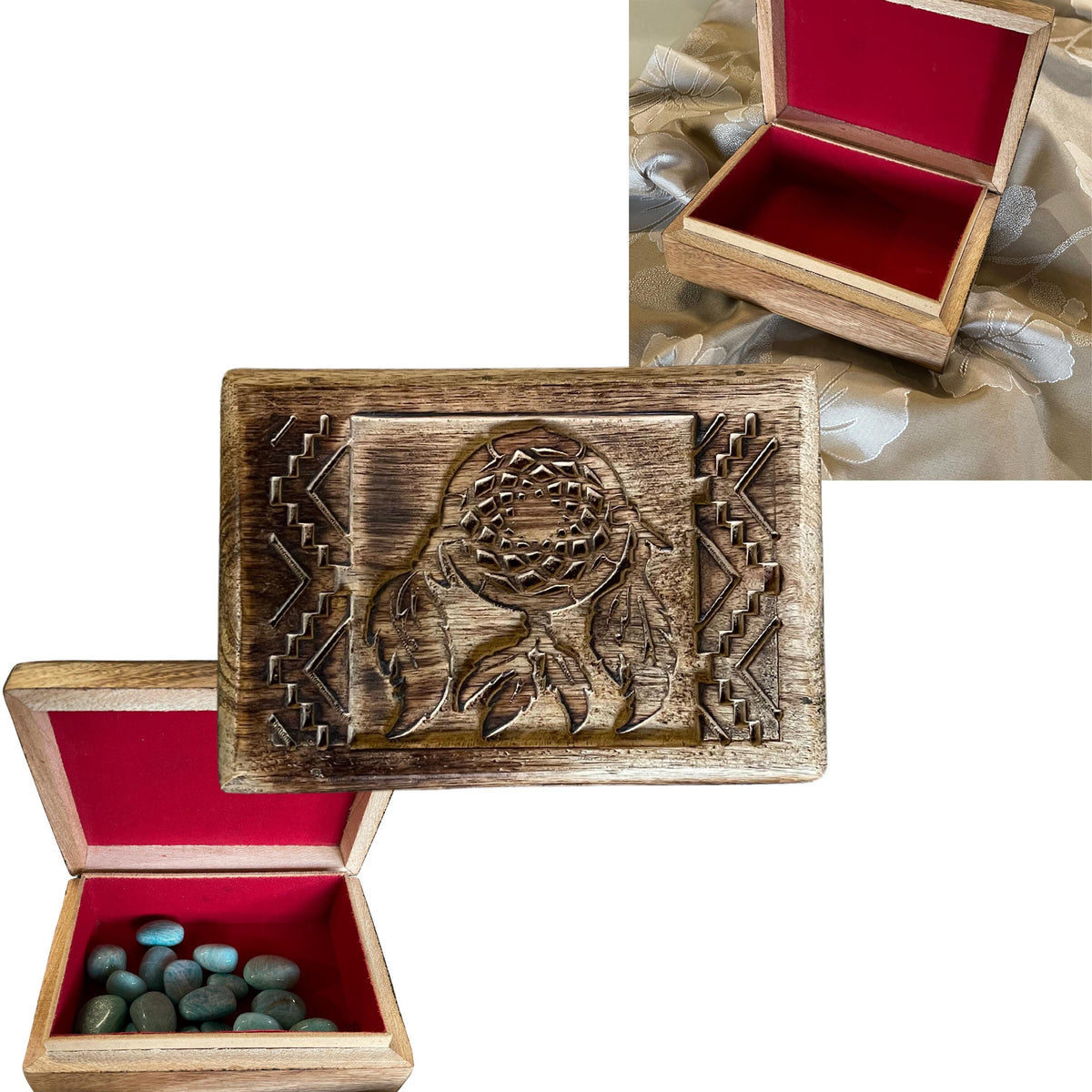 Native American Dream Catcher wooden box Tarot box, Card Box, Jewellery box