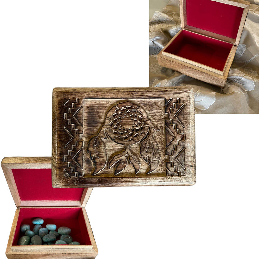 Native American Dream Catcher wooden box Tarot box, Card Box, Jewellery box