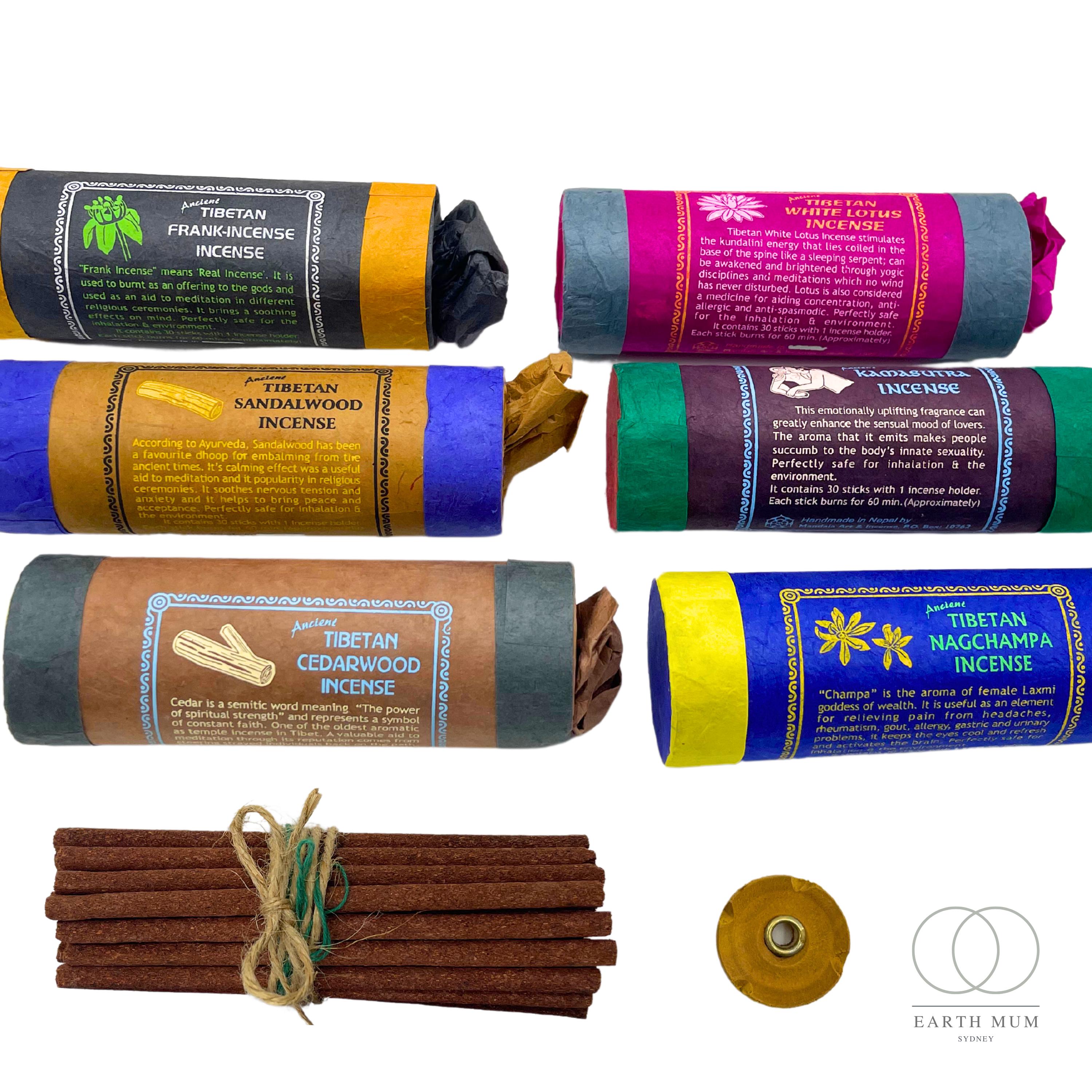 Ancient Tibetan Incense, Handmade | Frankincense, Sandalwood, Nag Champa, White Lotus, Kamasutra, Cedarwood