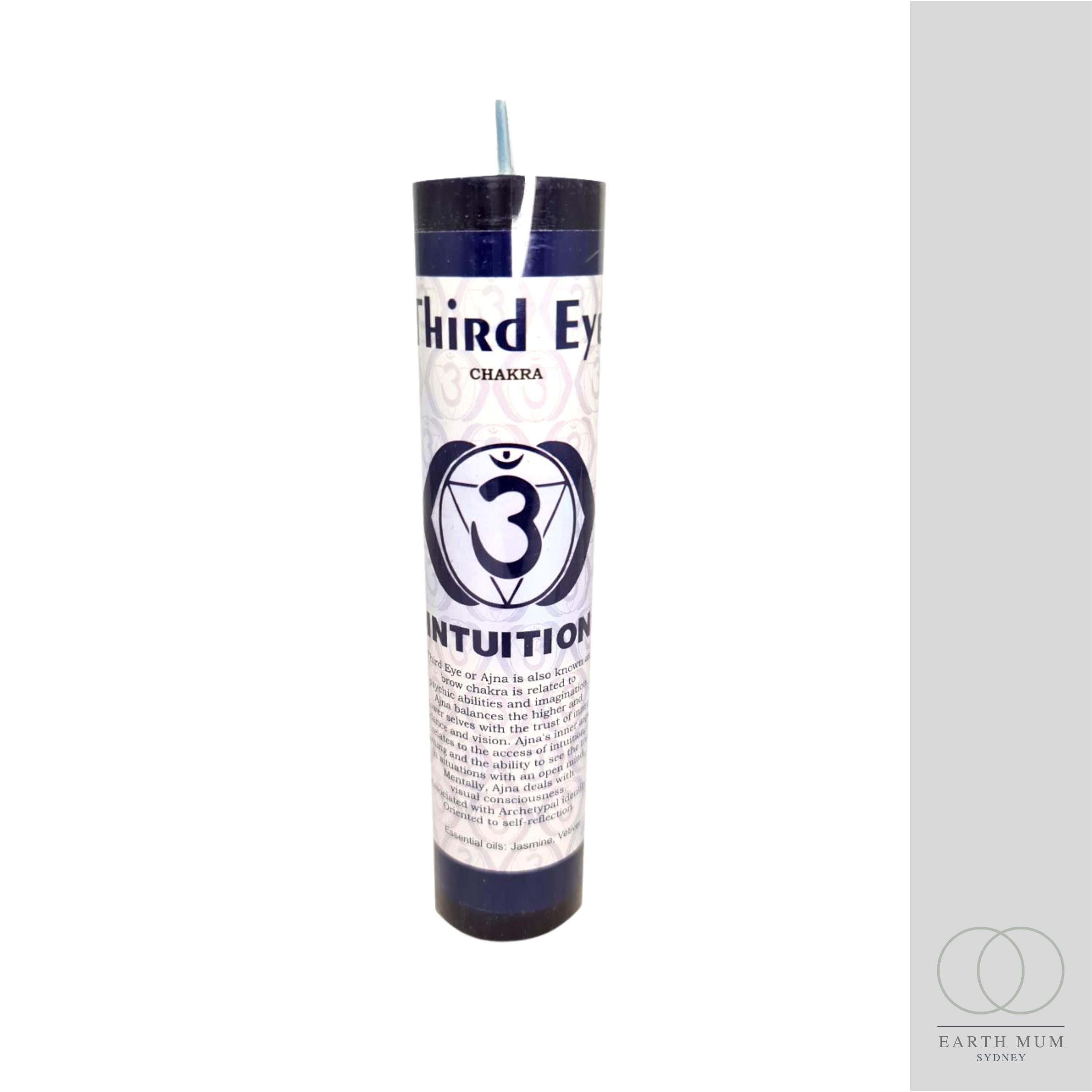 Third Eye Chakra Candle for Rituals – Gothic, Wicca, Spellwork, and Altar Use (3.8cm x 17.8cm)