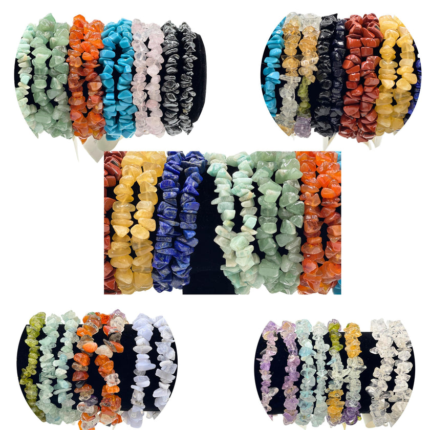 Natural Crystal Chip Stretchy Bracelets, Gemstone Healing Chip Bracelet, Stone Bracelets, Gifts For Her