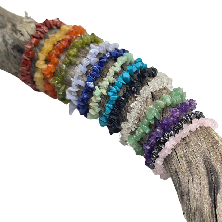 Natural Crystal Chip Stretchy Bracelets, Gemstone Healing Chip Bracelet, Stone Bracelets, Gifts For Her