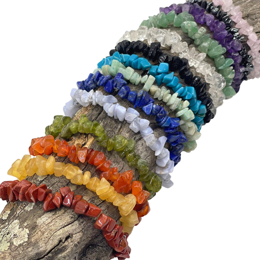 Natural Crystal Chip Stretchy Bracelets, Gemstone Healing Chip Bracelet, Stone Bracelets, Gifts For Her