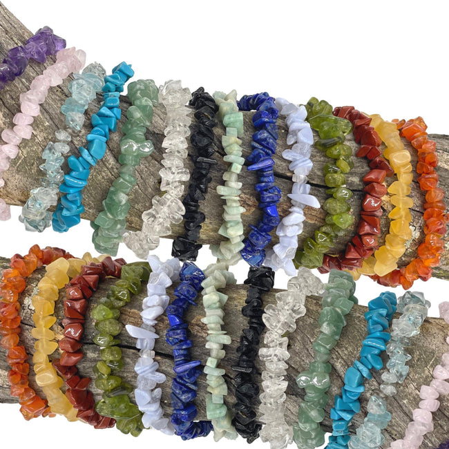 Natural Crystal Chip Stretchy Bracelets, Gemstone Healing Chip Bracelet, Stone Bracelets, Gifts For Her