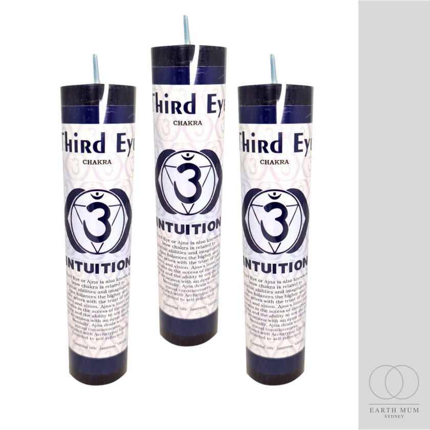 Third Eye Chakra Candle for Rituals – Gothic, Wicca, Spellwork, and Altar Use (3.8cm x 17.8cm)