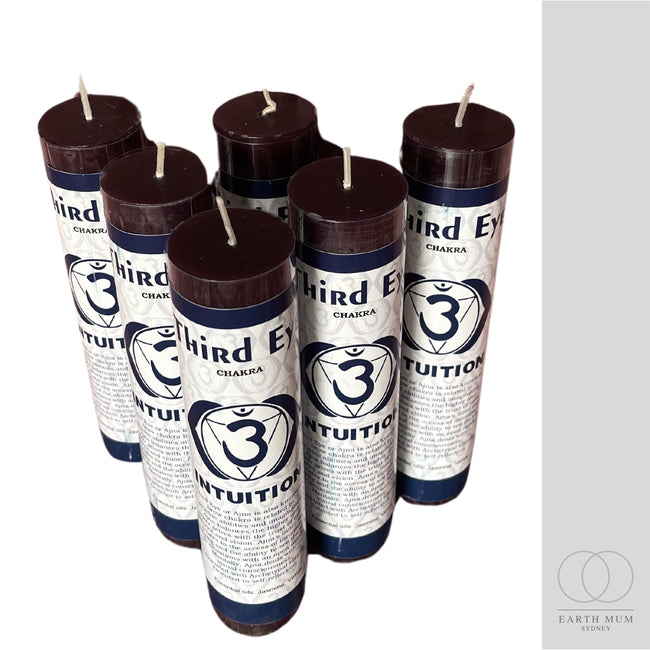 Third Eye Chakra Candle for Rituals – Gothic, Wicca, Spellwork, and Altar Use (3.8cm x 17.8cm)