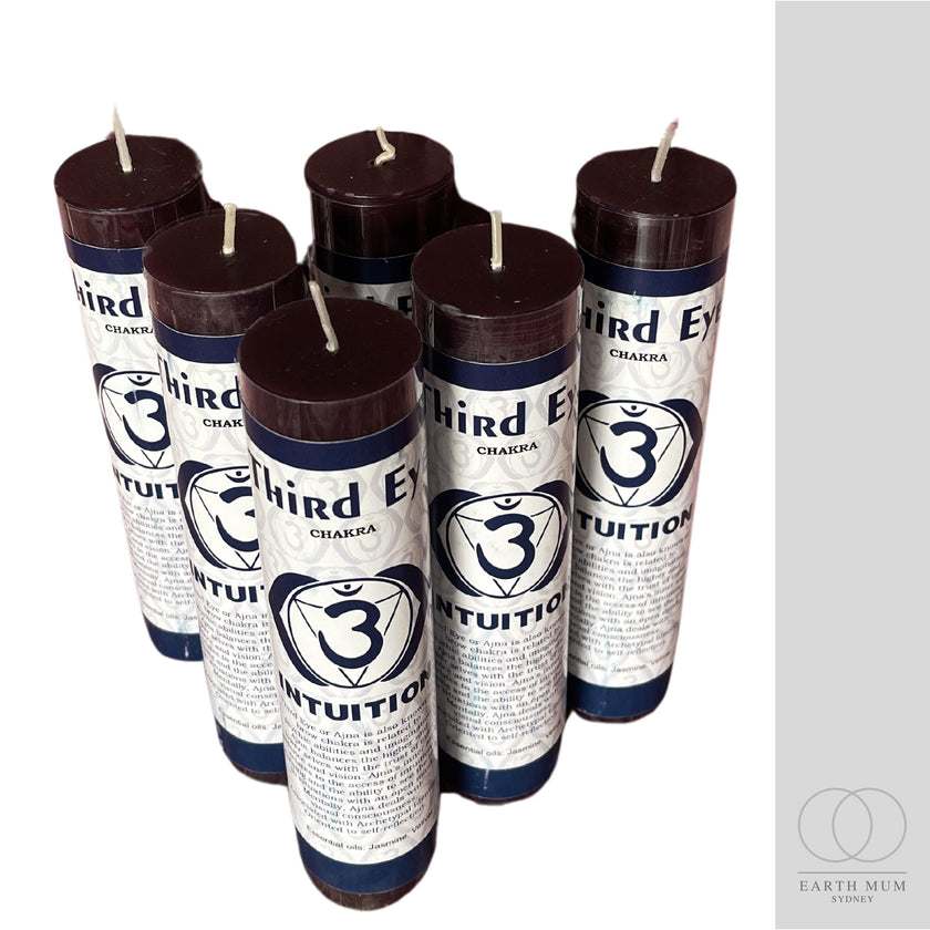 Third Eye Chakra Candle for Rituals – Gothic, Wicca, Spellwork, and Altar Use (3.8cm x 17.8cm)