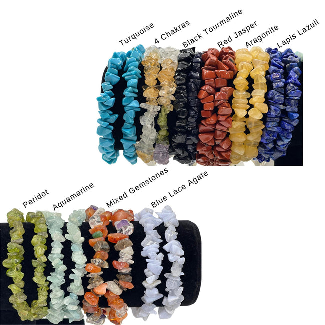 Natural Crystal Chip Stretchy Bracelets, Gemstone Healing Chip Bracelet, Stone Bracelets, Gifts For Her