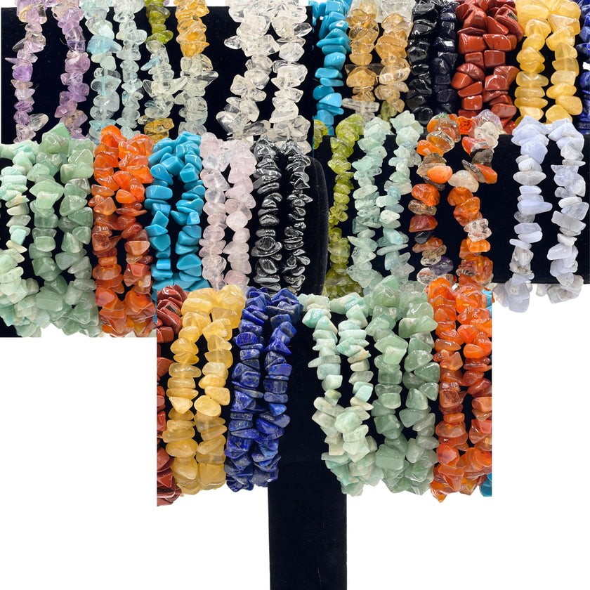 Natural Crystal Chip Stretchy Bracelets, Gemstone Healing Chip Bracelet, Stone Bracelets, Gifts For Her