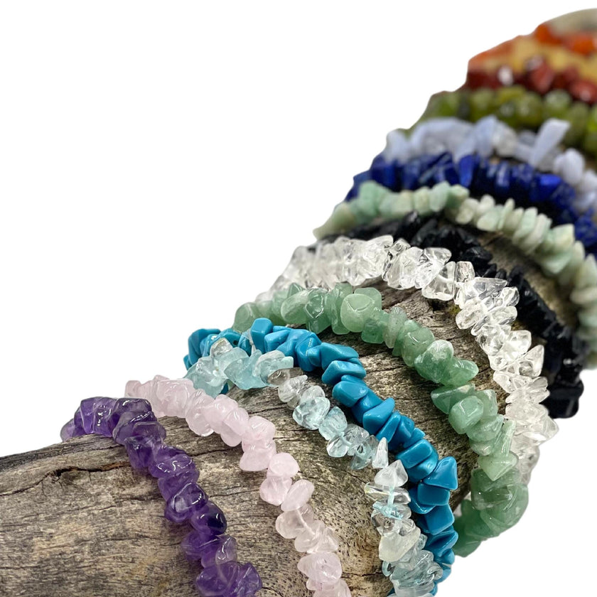 Natural Crystal Chip Stretchy Bracelets, Gemstone Healing Chip Bracelet, Stone Bracelets, Gifts For Her