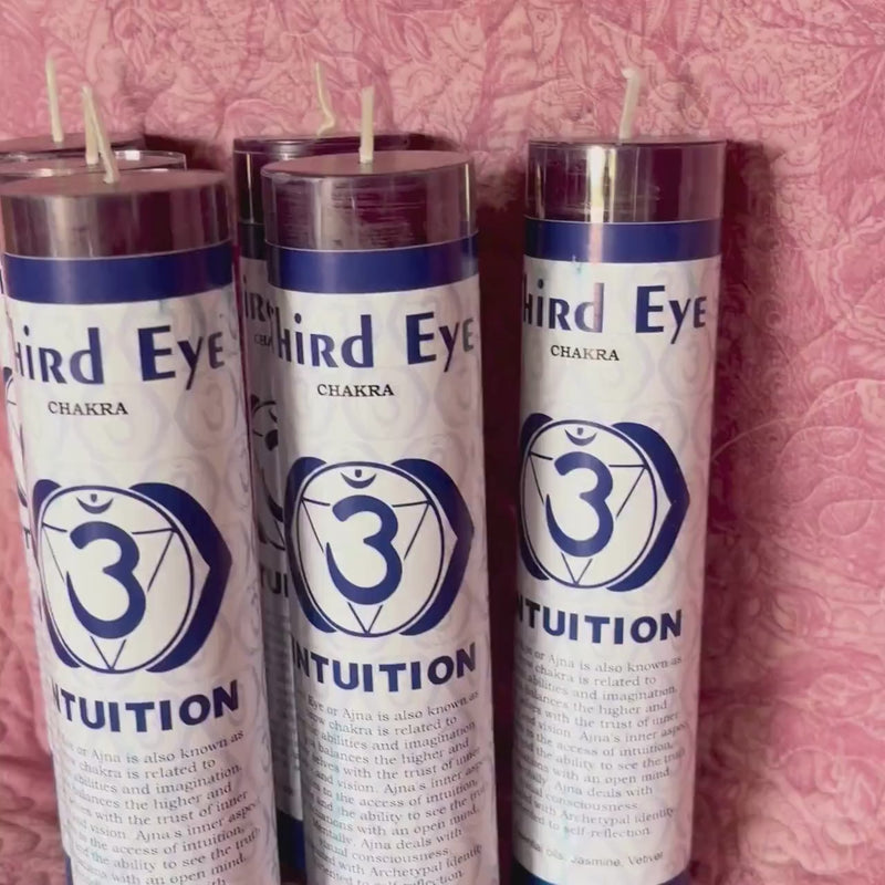Third Eye Chakra Candle for Rituals – Gothic, Wicca, Spellwork, and Altar Use (3.8cm x 17.8cm)